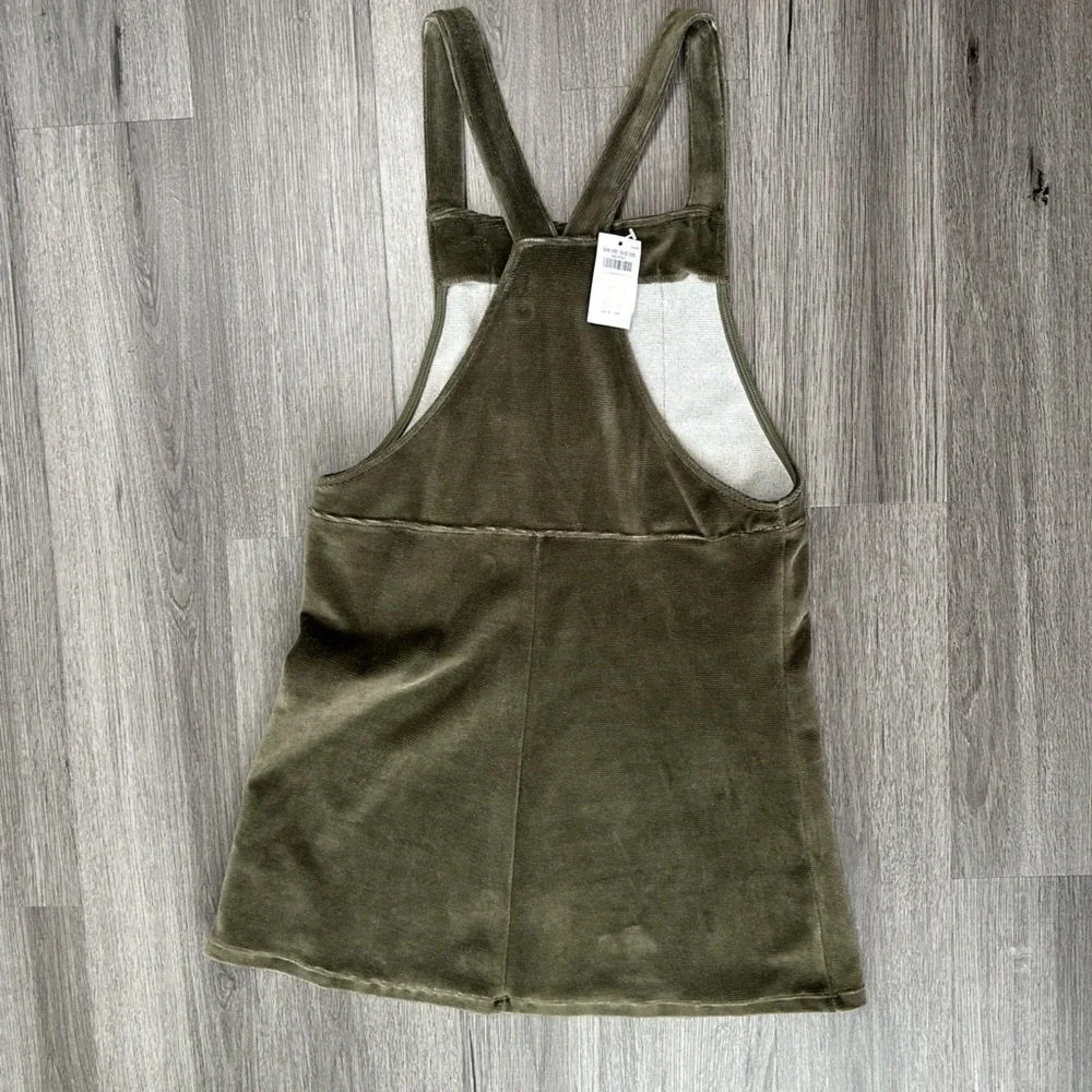 Hollister Olive Green Overall Short Dress with Pocket - Picture 6 of 6